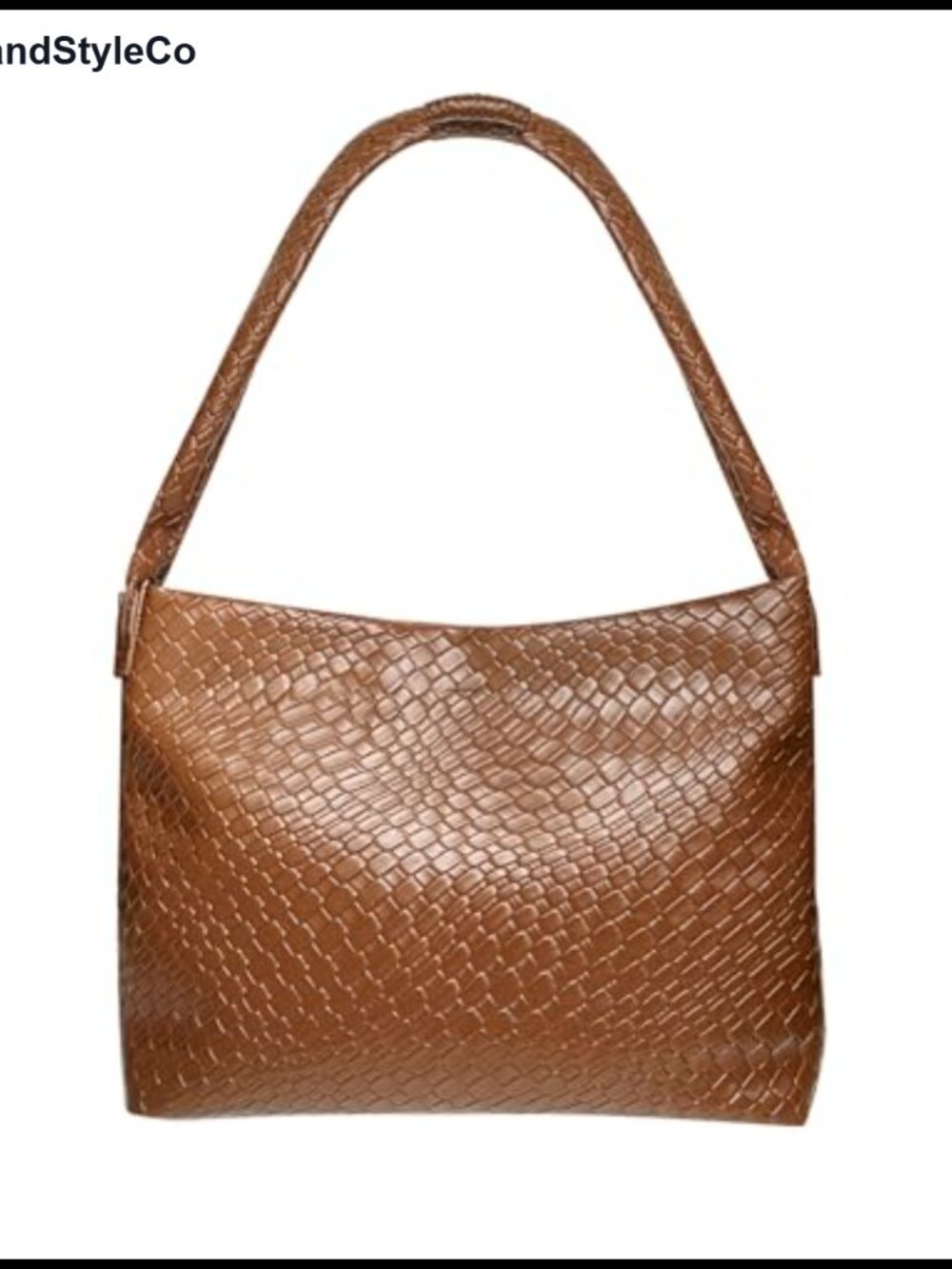 Soft Vegan PU Leather Woven Hobo Slouchy Shoulder Bag Top-Handle Tote Purse